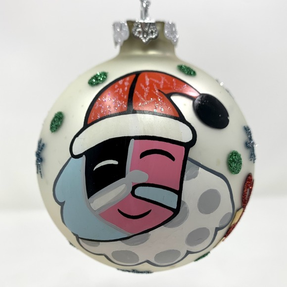 Romero Britto 2004 Christmas Santa & Presents Glass Ball Decorated Ornament - Picture 3 of 11